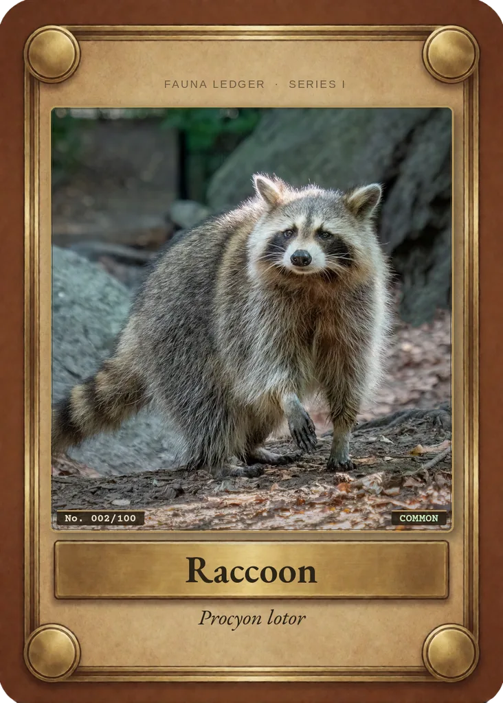 Raccoon card, front
