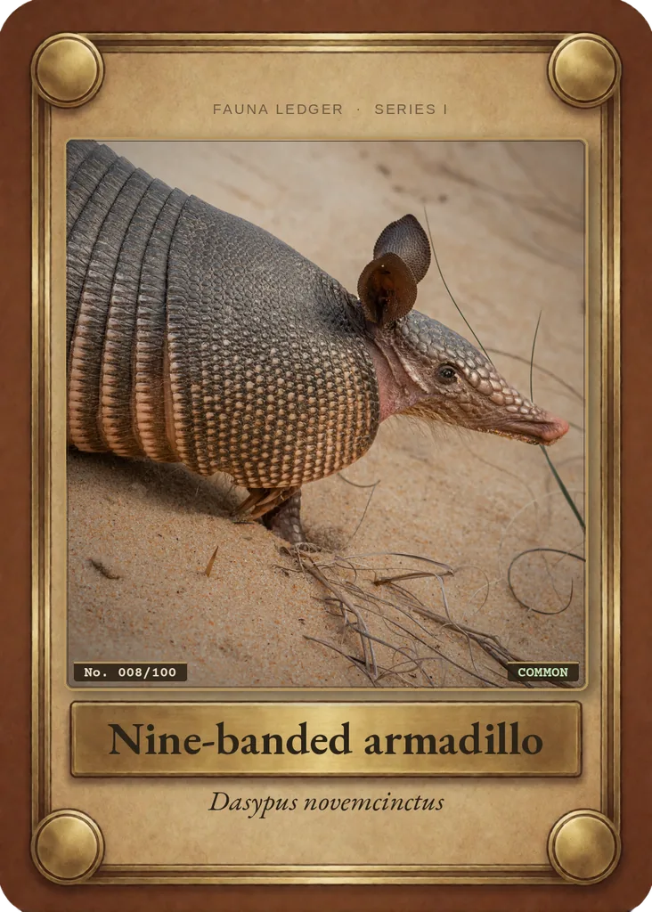Nine-banded armadillo card, front