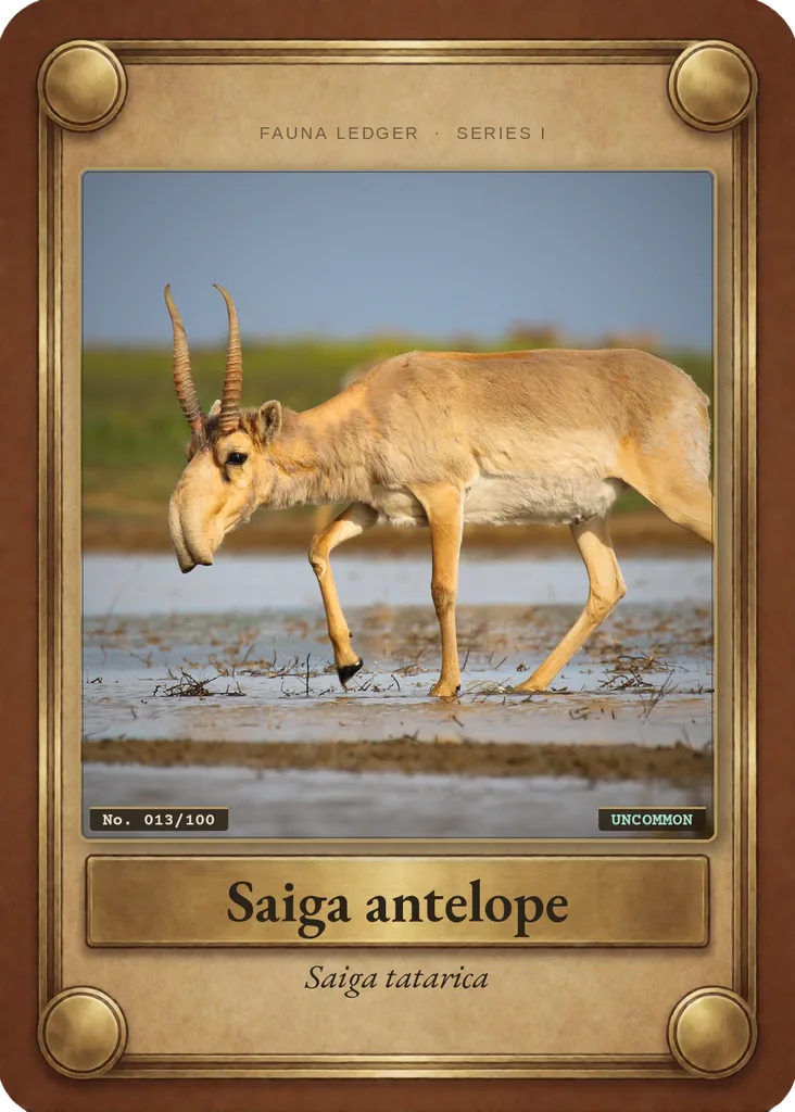 Saiga antelope card, front