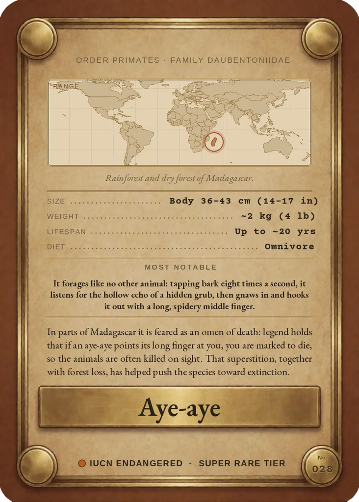 Aye-aye card, back