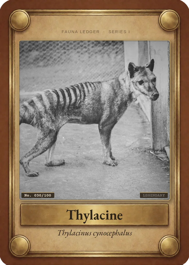 Thylacine (Tasmanian tiger) card, front