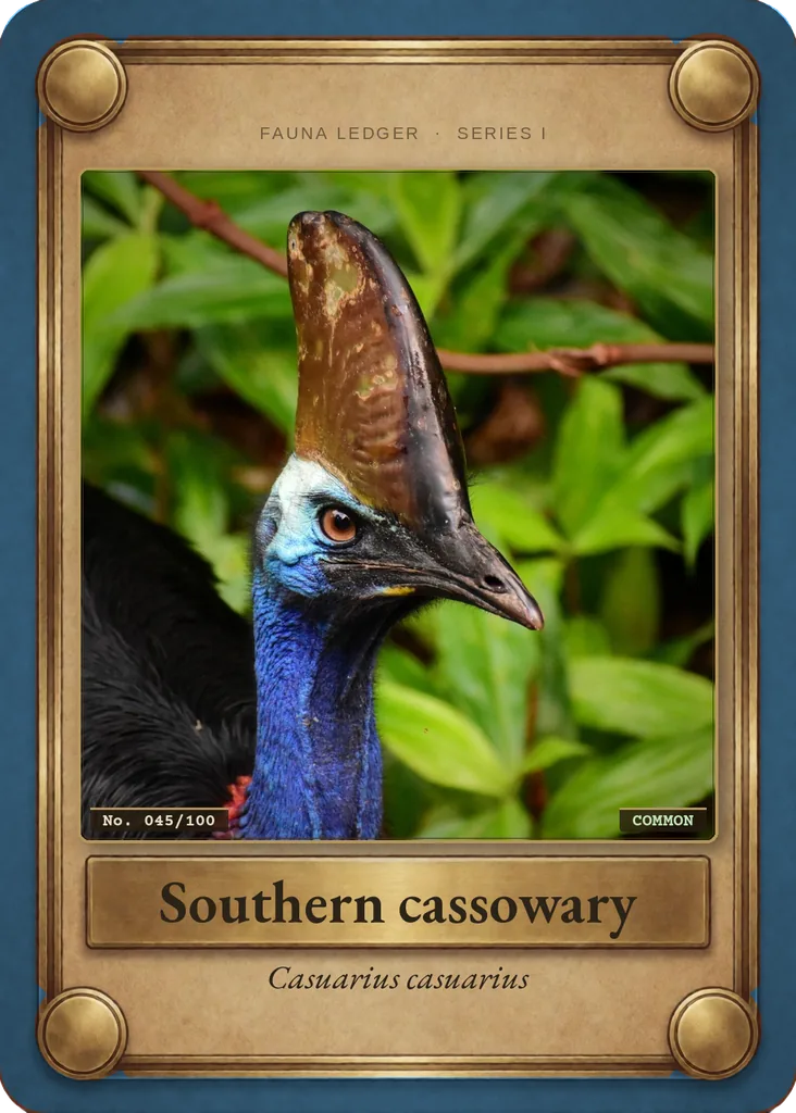 Southern cassowary card, front