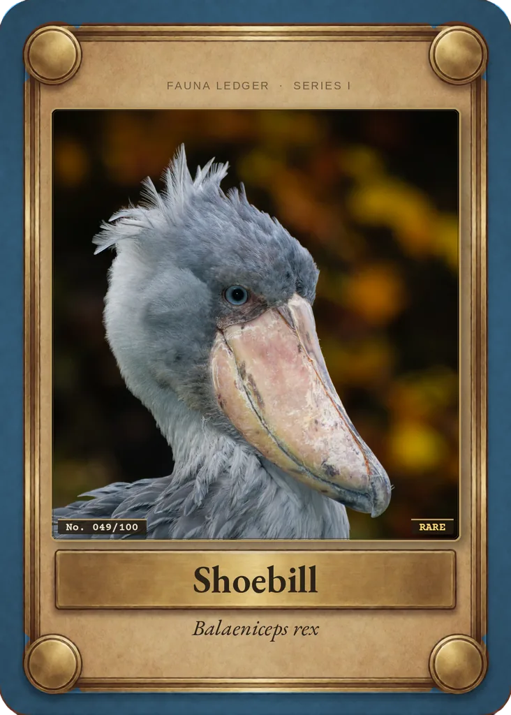 Shoebill card, front