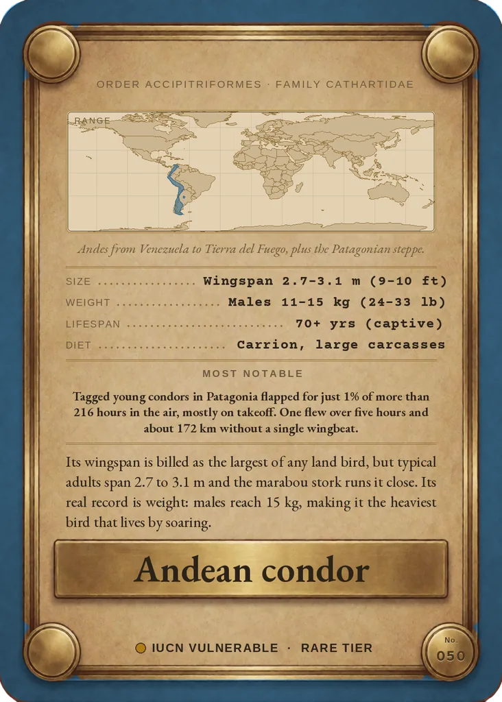 Andean condor card, back
