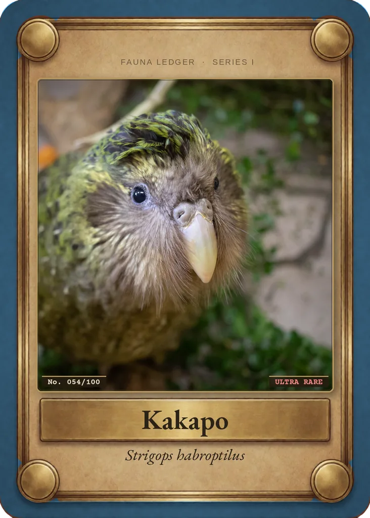 Kakapo card, front