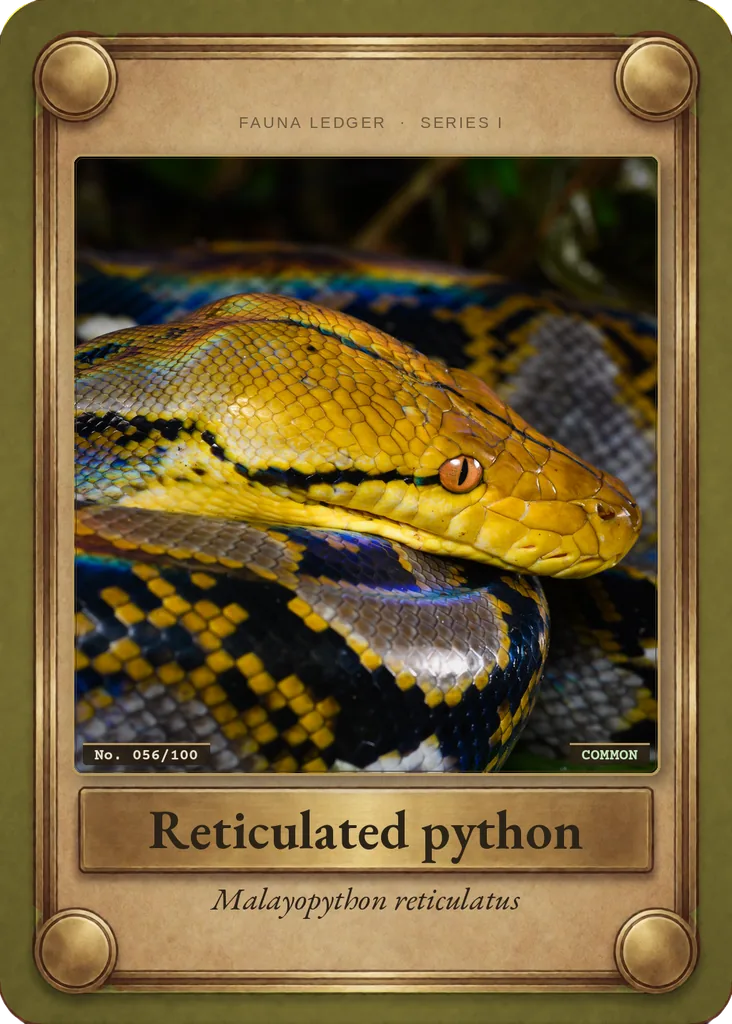 Reticulated python card, front