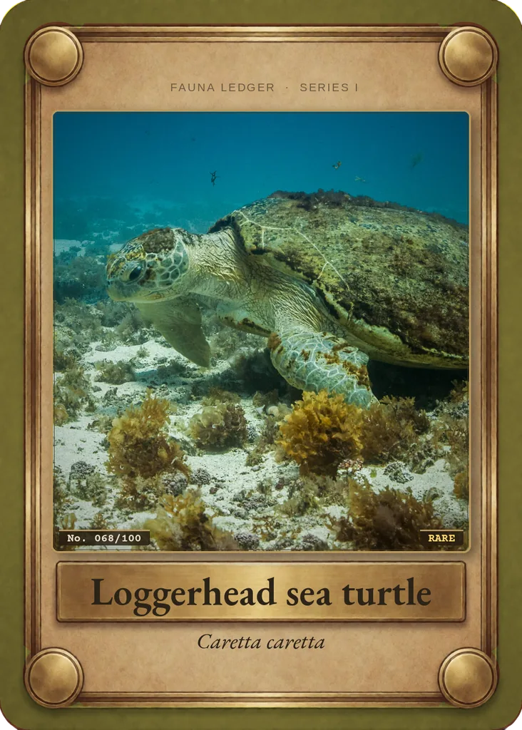 Loggerhead sea turtle card, front