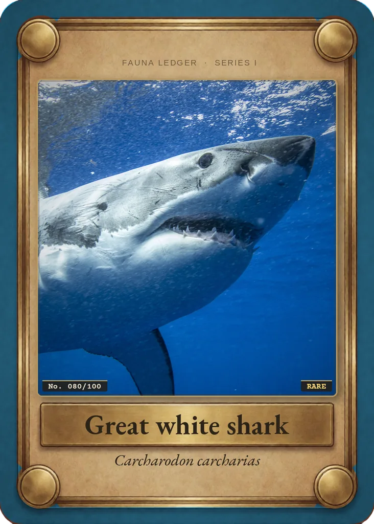 Great white shark card, front