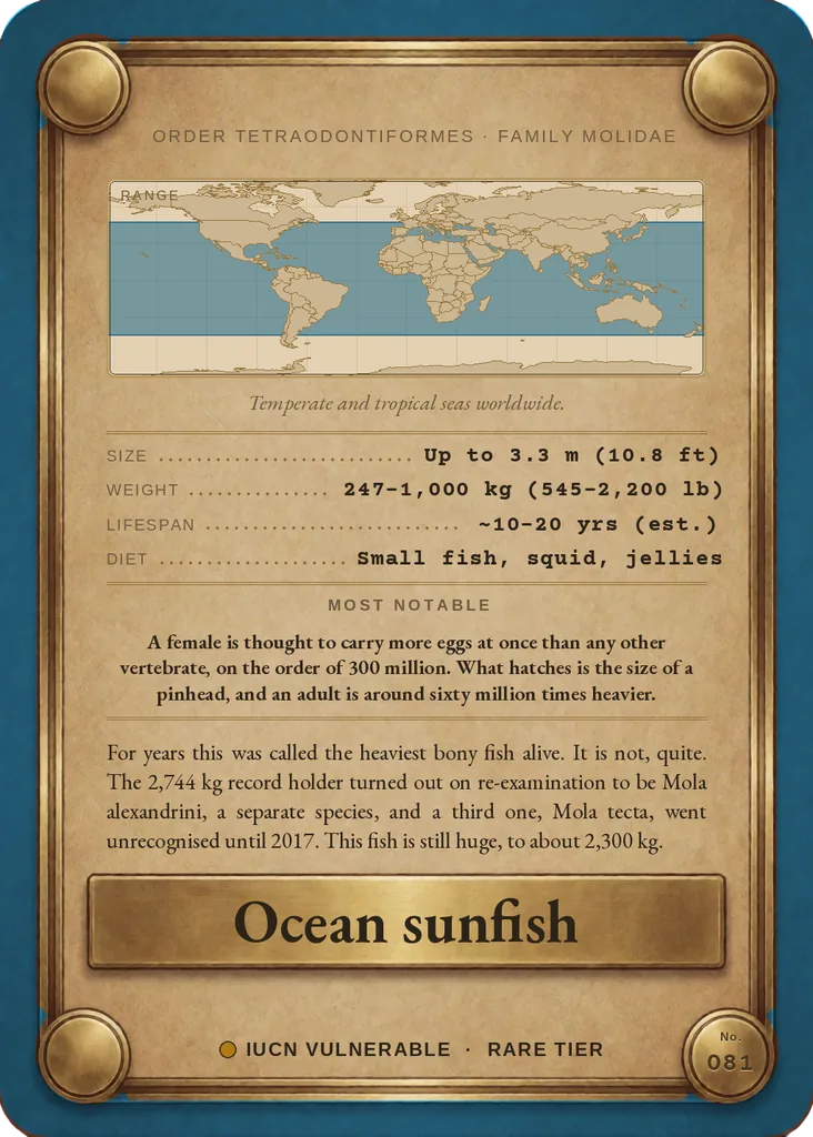 Ocean sunfish card, back